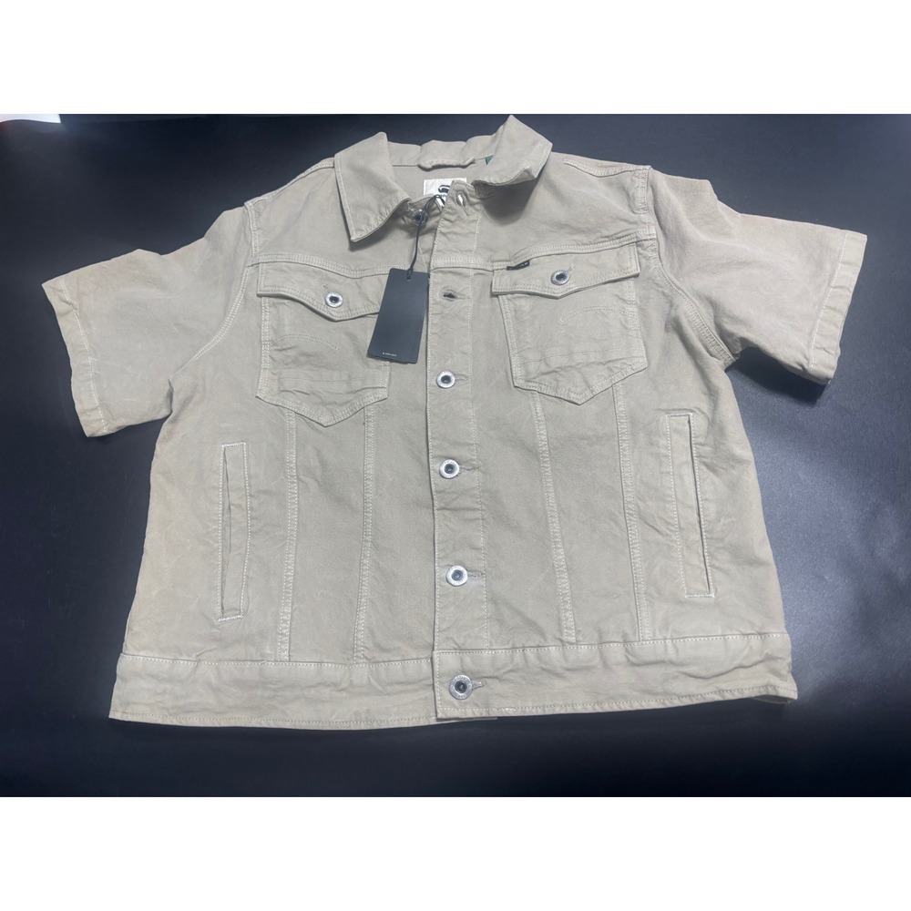G-Star RAW NEW Arc Jacket Short Sleeve Canvas Stretch Beige Size Large